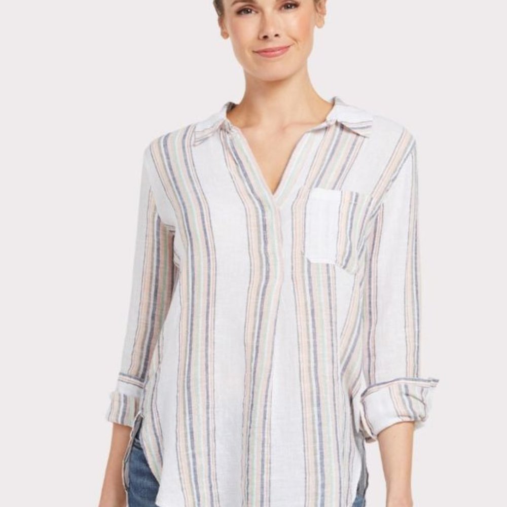 Sanctuary Miles Metallic Stripe Linen Tunic